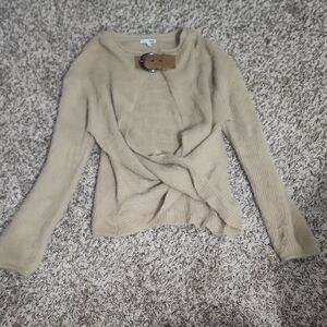 Fashion Nova Tan Cowl Neck Sweater with Buckle